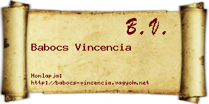Babocs Vincencia névjegykártya